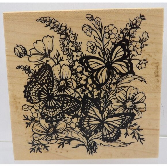 Flowers & Butterfles Stamp K-1377 ©1995 PSX Designs - Picture 1 of 2